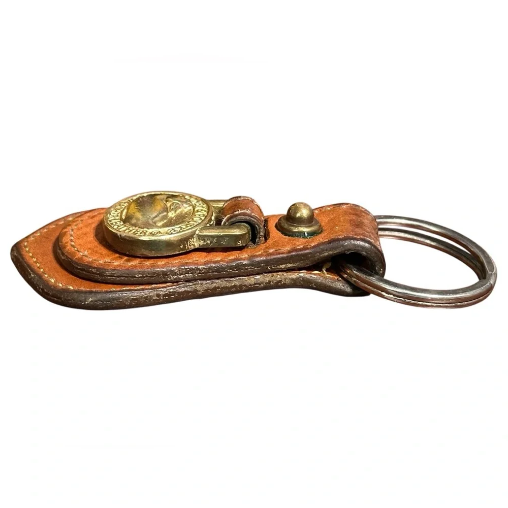 Vintage Dooney & Bourke Tan Leather Key Fob with Brass Duck Emblem - Picture 8 of 9